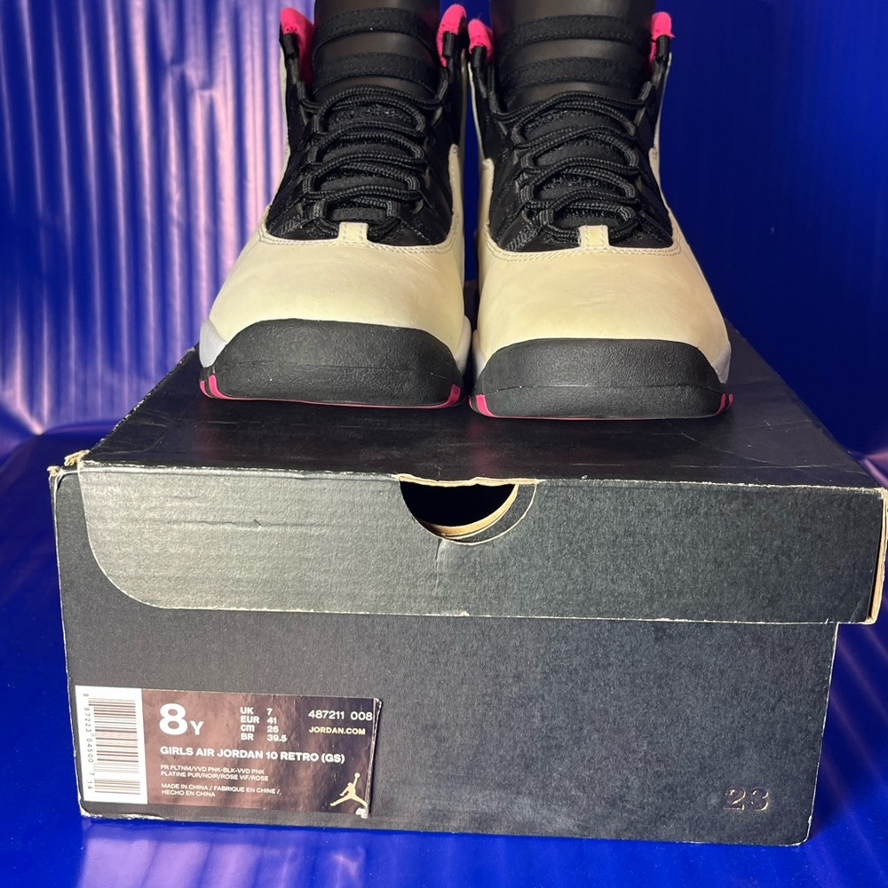Air Jordan 10 Retro Cream/Black/Pink Size 8Y Women 9.5 Like New Fast Shipping - Picture 8 of 8